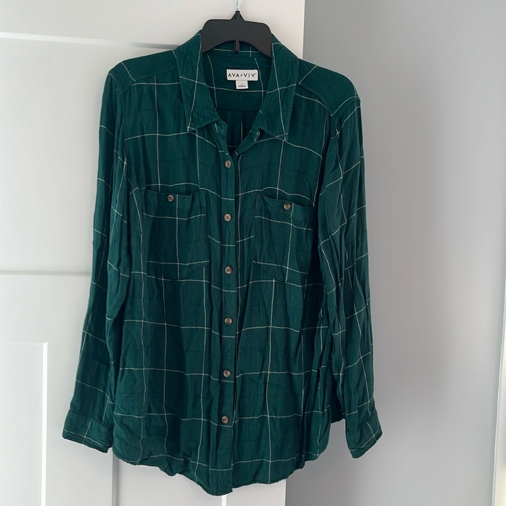 Ava & Viv plaid flannel button up